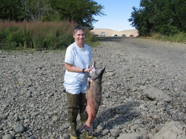Gayle with salmon